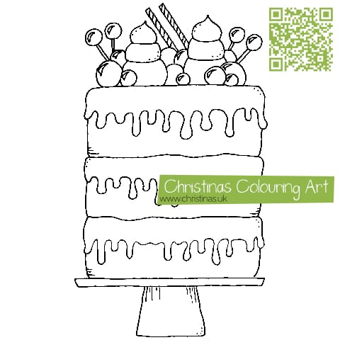 Download Colouring Page Celebration Cake